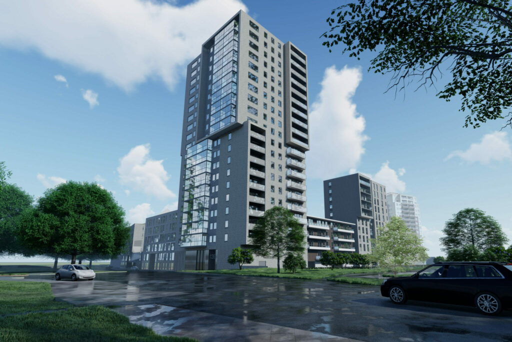 Vooraanzicht van de archicadtoren